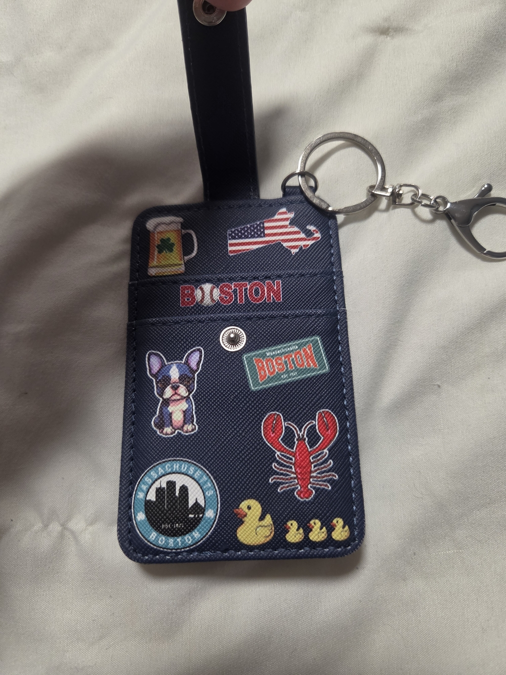 Robin Ruth Navy Boston Themed Cardholder Keychain - Picture 2 of 3